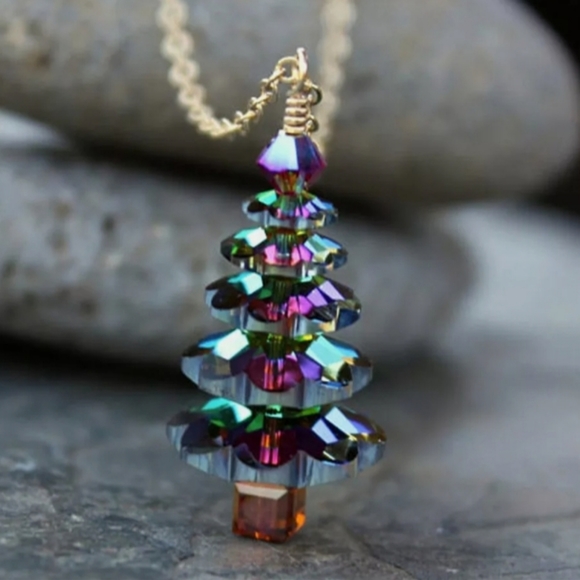 Prism Christmas Tree Necklace (Gold) - Picture 1 of 5